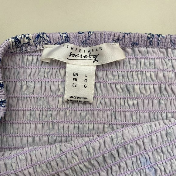 Off-Shoulder Ruched Crop Top in Lavender - Picture 2 of 2